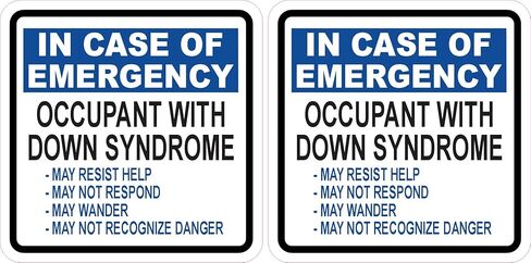 StickerTalk in Emergency Occupant with Down Syndrome Sticker, 1 Sheet of 2 Stickers, 3 inches by 3 inches Each in Saudi Arabia