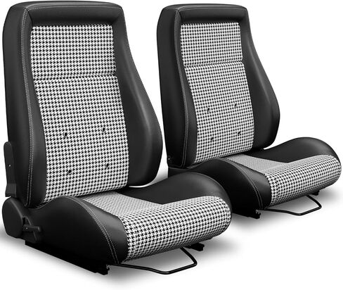 Universal Classic PVC OBS Style Seats with Dual Sliders Reclinable Low Back Racing Bucket Seats Pair (Black) in Kuwait