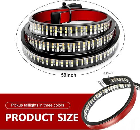 Car LED Tailgate Light Bar, IP65 Water-Proof Triple Row Tail Strip with Light Flow Effect, Super Bright Plug and Play Running Indicator Lamp, Universal for Most Cars (Multicolored) in Kuwait