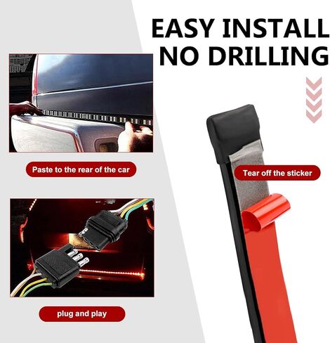 Car LED Tailgate Light Bar, IP65 Water-Proof Triple Row Tail Strip with Light Flow Effect, Super Bright Plug and Play Running Indicator Lamp, Universal for Most Cars (Multicolored) in Kuwait