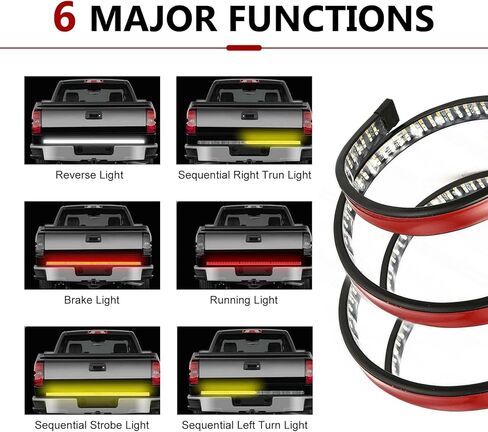 Car LED Tailgate Light Bar, IP65 Water-Proof Triple Row Tail Strip with Light Flow Effect, Super Bright Plug and Play Running Indicator Lamp, Universal for Most Cars (Multicolored) in Kuwait