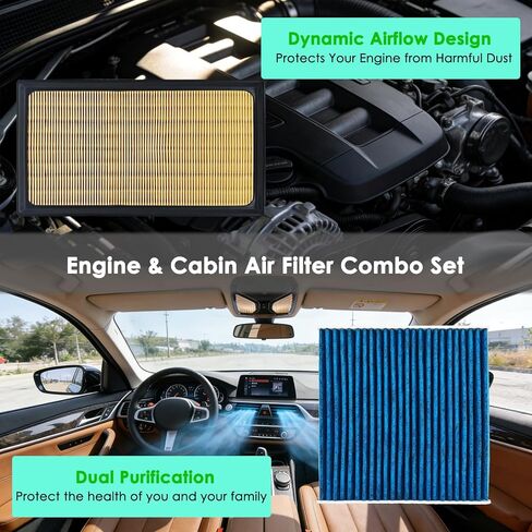 مجموعة فلتر هواء المحرك والمقصورة لسيارة Camry Hybird (2018-2025)، RAV4 Hybrid (2019-2025)، Sienna Venza (2021-2025)، Highlander Hybrid (2020-2025)، RAV4 Prime، Highlander/Grand (يناسب الهجين فقط) in Saudi Arabia