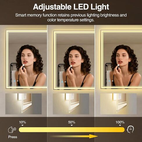 28"x 36" LED Bathroom Mirror with Anti-Fog, Dimmable Backlit + Front Lit, LED Bathroom Vanity Mirror for Wall, Memory Function, Shatter-Proof Glass, ETL Listed(NHYJ7922D) in Saudi Arabia
