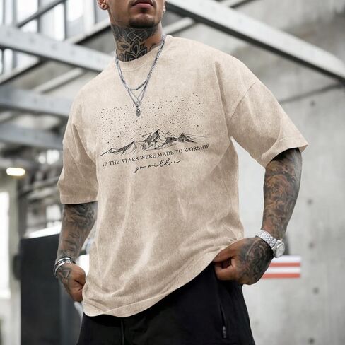 Christian Faith God Shirts for Men Jesus Bible Verse Shirt Oversized Acid Wash Tshirts Star Mountain Graphic Tees in Saudi Arabia