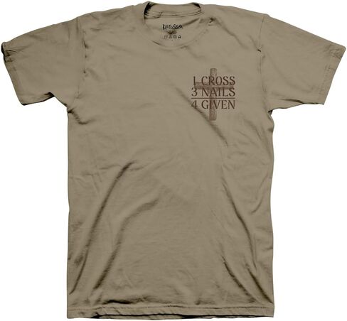 Kerusso Unisex Christian Crewneck Short Sleeve Graphic T-Shirt Cotton Khaki Cross Blueprint in Kuwait