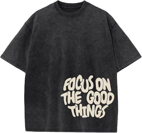 Mens Graphic Tees Vintage Acid Wash Shirts Inspirational Positive Streetwear Oversized T Shirts Short Sleeve Tops in Kuwait