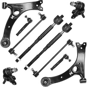 Front Lower Control Arms + Ball Joints + Sway Bar Links + Tie Rods for Toyota Corolla 2003-2008 Suspension Kit K640360 K640361 K90309 K80230 EV470 ES80432 ES80431 BT-433 10pc Set in Kuwait