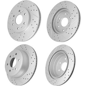 Front & Rear Drilled Slotted Brake Disc Rotors Fit for Chevy Silverado 1500 2007-2019, Tahoe 2007-2020, Suburban 2015-2020, Suburban 1500, Avalanche, GMC Sierra 1500, Yukon 2007-2019, Escalade ESV in Kuwait