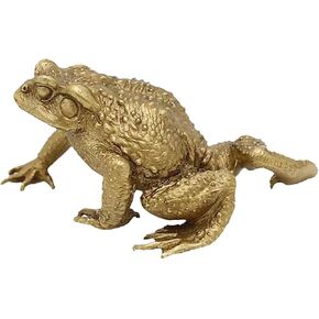 Brass Frog Miniature Figurine, Frog Amulet Mini Gold Toad Figurine Animals Brass Decor Ornaments Fortune Statuefor Micro Landscape Living Room Bedroom Shelf Decor in Kuwait