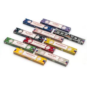 Satya Incense Gift Set Nag Champa, Super hit, Dragon's Blood, Sandalwood, Patchouli, Lavender, Positive Vibes,White sage,palo Santo,Frankincense 15 g in Kuwait
