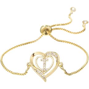 14K الذهب الأبيض مطلي الأولي سوار على شكل قلب للنساء الزركون البطانة القلب الأولي أساور ساحرة قابل للتعديل الحد الأدنى مجوهرات in Kuwait