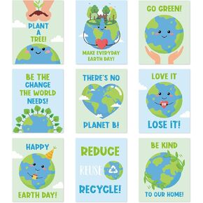 9 قطع من ملصقات يوم الأرض من CPicdn، ملصق للتوعية البيئية غير المؤطرة مقاس 8 × 10 بوصة مطبوعات فنية جدارية لطيفة ديكور يوم الأرض السعيد ديكورات تعليمية لغرفة النوم في مكتبة المدرسة الابتدائية in Kuwait