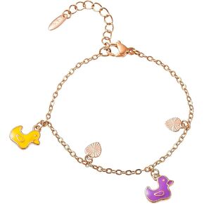 Cute Rose Gold Bracelet with Duck Charms, Fashion Jewelry Personalized Birthday Gifts for Teen Girls in Saudi Arabia