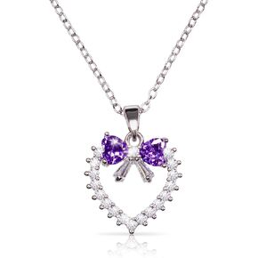 Bow Heart Pendent Pendant Necklace for Women White Crystal Necklace Dainty Silver Plated Necklace Bow Jewelry with Zirconia, Heart Choker Necklaces for Her Gifts in Kuwait