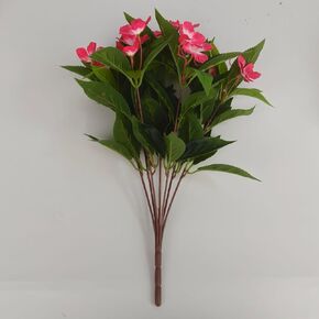 Ouddy Decor 6 حزم من الزهور الاصطناعية للزينة في الهواء الطلق، زهور الحرير وهمية النباتات الصناعية باقة بلاستيكية مقاومة للأشعة فوق البنفسجية للشرفة حديقة الزفاف الربيع الصيف داخلي خارج ديكور المنزل، أحمر in Kuwait
