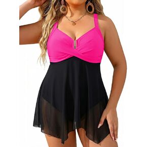 VIMPUNEC Womens Plus Size One Piece Swim Dress Tummy Control Modest Swimsuit Mesh Bathing Suit Skirt in Kuwait