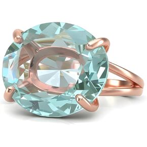 Blue Topaz Rose Gold Cocktail Ring - Oval Cut Gemstone - November Birthstone - Handmade Bridal Ring in Kuwait