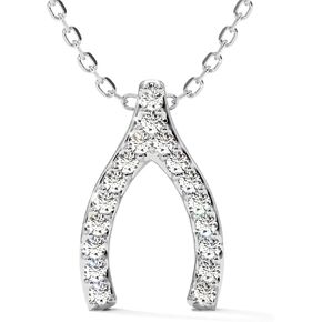 Wishbone Women's Necklaces, 1/8 Carat Lab Grown Diamond Pendant, Dainty 925 Sterling Silver Chain, Hypoallergenic & Light Sterling Silver Necklace, Birthday Gift for Women, Girlfriend, Mom & Sister in Kuwait