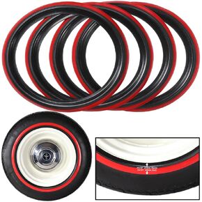 إطارات حائطية سوداء وحمراء مقاس 17 بوصة من PORTAWALL، إطارات جانبية للجدار الجانبي 4 قطع 17 إطارًا جانبيًا من المطاط / ملحقات خارجية عالمية للسيارة... in Kuwait