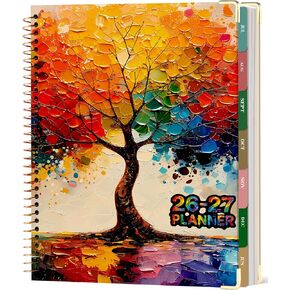 CAGIE Planner 2026-2027, 18 Month Weekly and Monthly Planner Calendar with Tabs, Jul 2026–Dec 2027, Large 8.5" x 11" A4 Hardcover Spiral Agenda Planner, Colorful Art Tree Design for Home, Work, School and Teacher in Kuwait