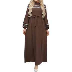 istanbul styles Women’s Modest Maxi Dress Abaya Style Long Sleeve Belted - Soft Stretchy Fabric with Pockets for Daily in Saudi Arabia