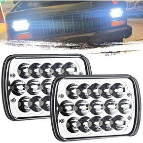 H6054 LED Headlights, 2Pcs Rectangular 5x7 7x6 LED Headlight Hi/Low Sealed Beam Headlamp H4 9003 Plug 6054 H5054 Compatible with Cherokee XJ/Wrangler YJ Puckup Truck Van in Kuwait