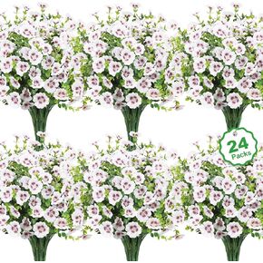 24 Bundles Artificial Flowers for Outdoors Fake Silk Flowers UV Resistant Faux Plants Eucalyptus for Spring Summer Decoration Planters Table Vase Garden Yard Porch Window Home, Multicolor in Kuwait