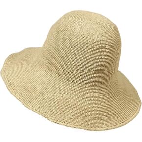 المرأة القش قبعة الشمس الصيف قبعات الشاطئ طوي قبعة مرنة واسعة حافة دلو قبعة الصلبة اليدوية قبعات الحماية من الشمس in Kuwait