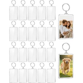 20pcs Acrylic Photo Frame Keychain Holder, 2 X 3 Inch Pictures Insert Blank Keyring Clear Picture Holders for Diy Craft Gift in Kuwait