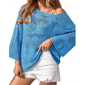 Vivilli Womens Swimsuit Coverup Crochet Off the Shoulder Summer Sweaters Beach Swim Cover Up Knit Vacation Outfits in Kuwait