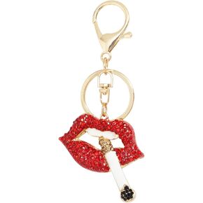 Honbay Red Lip Cigarette Keychain with Sparkly Rhinestones, Car Pendant, Female, Purple + Light Blue in Kuwait