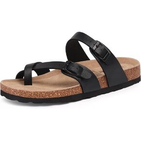 KIDMI Women's Cork Footbed Sandals, Comfortable Summer Slip-On Slides with Adjustable Buckle in Kuwait