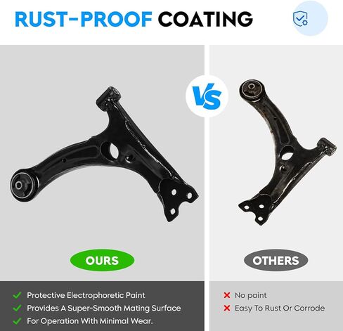 Front Lower Control Arms + Ball Joints + Sway Bar Links + Tie Rods for Toyota Corolla 2003-2008 Suspension Kit K640360 K640361 K90309 K80230 EV470 ES80432 ES80431 BT-433 10pc Set in Kuwait