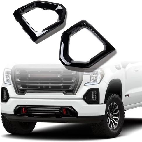 غطاء حواف أسود لامع من Astra Depot إطار ضوء مصباح الضباب المحيطي متوافق مع 2019-2022 GMC Sierra 1500 Denali SLT AT4 GM1039259 84528059 GM1038259 84528058 in Saudi Arabia