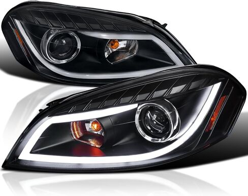 SPEC-D TUNING Jet Black LED المصابيح الأمامية + مصابيح الإشارة المتوافقة مع 2006-2013 Chevy Impala، 2006-2007 Chevy Monte Carlo، مجموعة المصابيح الأمامية اليسرى + اليمنى in Saudi Arabia