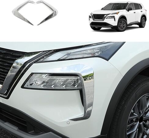 ملحقات السيارة المتوافقة مع Nissan New Rogue 2021 2022 2023 2024 2025 2026 غطاء الحاجب الأمامي الخارجي للضباب وغطاء الحاجب وزخارف ABS 2 قطعة (نمط الكروم اللامع) in Kuwait