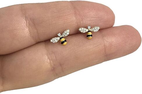 Dainty Yellow Honey Bee Stud Earrings for Female Daily Wear Exquisite Statement Jewelry in Saudi Arabia