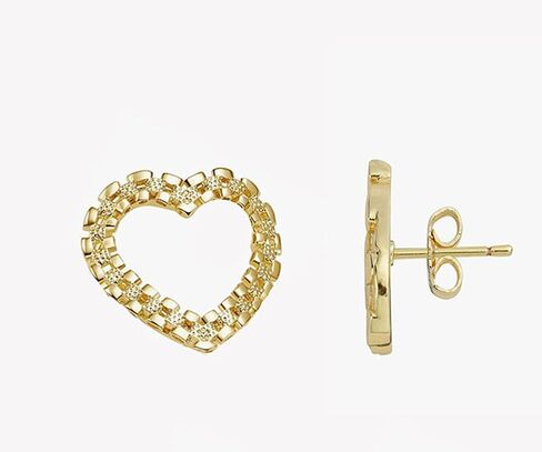 18K gold plated brass material nugget open heart earing all different size for women in Saudi Arabia