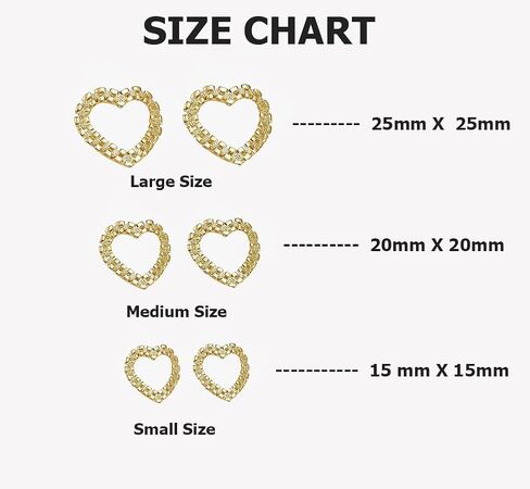 18K gold plated brass material nugget open heart earing all different size for women in Saudi Arabia