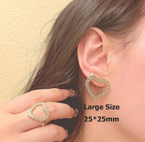 18K gold plated brass material nugget open heart earing all different size for women in Saudi Arabia