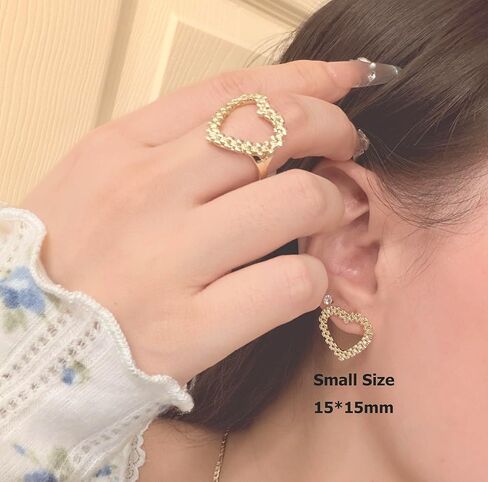 18K gold plated brass material nugget open heart earing all different size for women in Saudi Arabia
