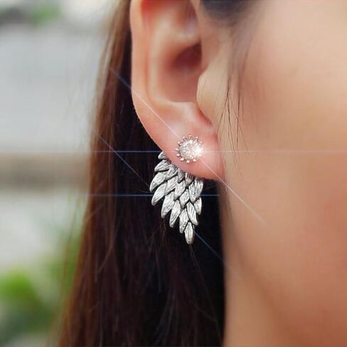 Lightweight silver stud earrings for women Luxury fashion accessories, Wing hypoallergenic earrings Jewelry for Women in Saudi Arabia