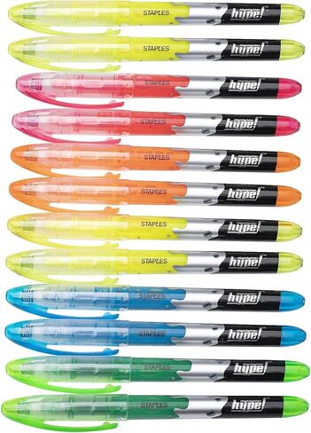 STAPLES Liquid Highlighters, Chisel Tip, Assorted Colors, 36 Pack – Hype Smear‑Resistant Highlighting Markers for Classrooms & Offices in Saudi Arabia