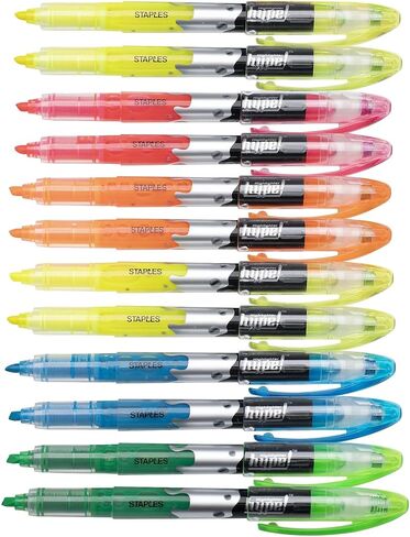 STAPLES Liquid Highlighters, Chisel Tip, Assorted Colors, 36 Pack – Hype Smear‑Resistant Highlighting Markers for Classrooms & Offices in Saudi Arabia