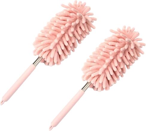 منفضة غبار داخلية للسيارة مع عمود تمديد تلسكوبي من الفولاذ المقاوم للصدأ - رأس من الألياف الدقيقة قابل للانحناء، أداة تنظيف متعددة الوظائف خالية من الخدوش للجزء الداخلي والخارجي للمركبة، والمكاتب، والنوافذ in Kuwait