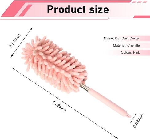 منفضة غبار داخلية للسيارة مع عمود تمديد تلسكوبي من الفولاذ المقاوم للصدأ - رأس من الألياف الدقيقة قابل للانحناء، أداة تنظيف متعددة الوظائف خالية من الخدوش للجزء الداخلي والخارجي للمركبة، والمكاتب، والنوافذ in Kuwait