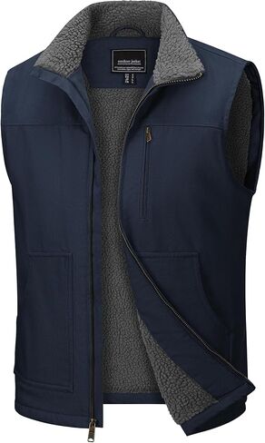 TACVASEN Mens Work Utility Winter Vest Duck Canvas Waterproof Heavy Duty Coats Sherpa Fleece Sleeveless Jackets Pockets in Saudi Arabia