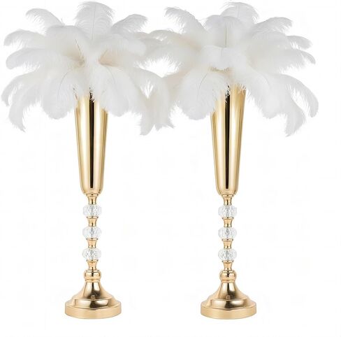 2 Pcs Tall Gold Vases for Centerpieces -22.6" Height Versatile Metal Tabletop Flower Stand, Wedding Decorations for Reception, Tall Flower Vase for Birthday, Weddings, Anniversary, Home Decor (2 Pcs) in Kuwait