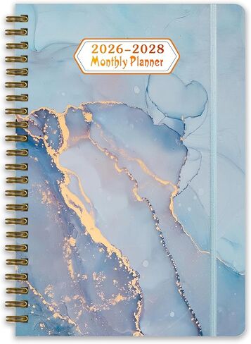 2026-2028 Monthly Planner/Calendar - 3 Year Monthly Planner 2026-2028, January 2026 - December 2028, Academic Weekly Organizer with Twin-Wire Binding for Students and Teachers (Dark Blue Marble) in Saudi Arabia