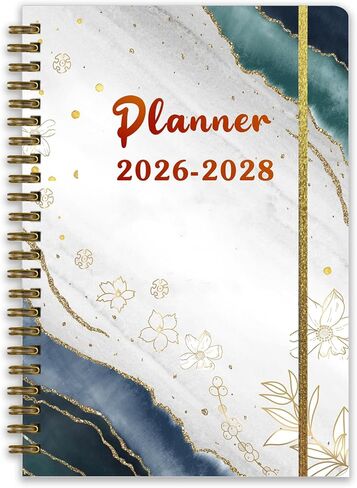 2026-2028 Monthly Planner/Calendar - 3 Year Monthly Planner 2026-2028, January 2026 - December 2028, Academic Weekly Organizer with Twin-Wire Binding for Students and Teachers (Dark Blue Marble) in Saudi Arabia